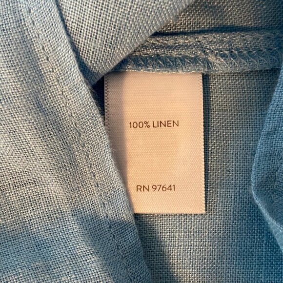 J Jill Love Linen Top Shirt Womens Size S 100% Linen Blue 3/4 Sleeve Summer - Picture 7 of 7